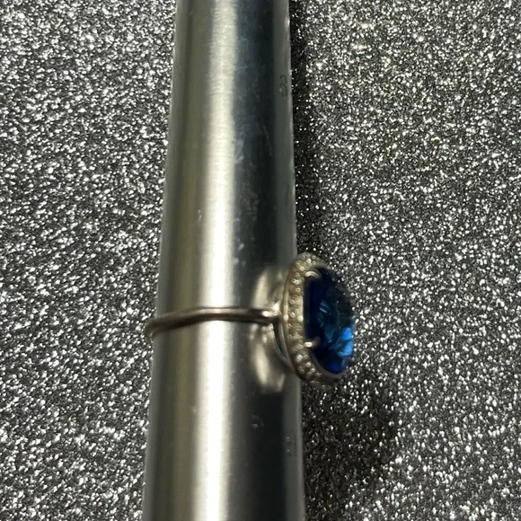 Vintage cocktail faux blue topaz silvertone - Picture 3 of 4